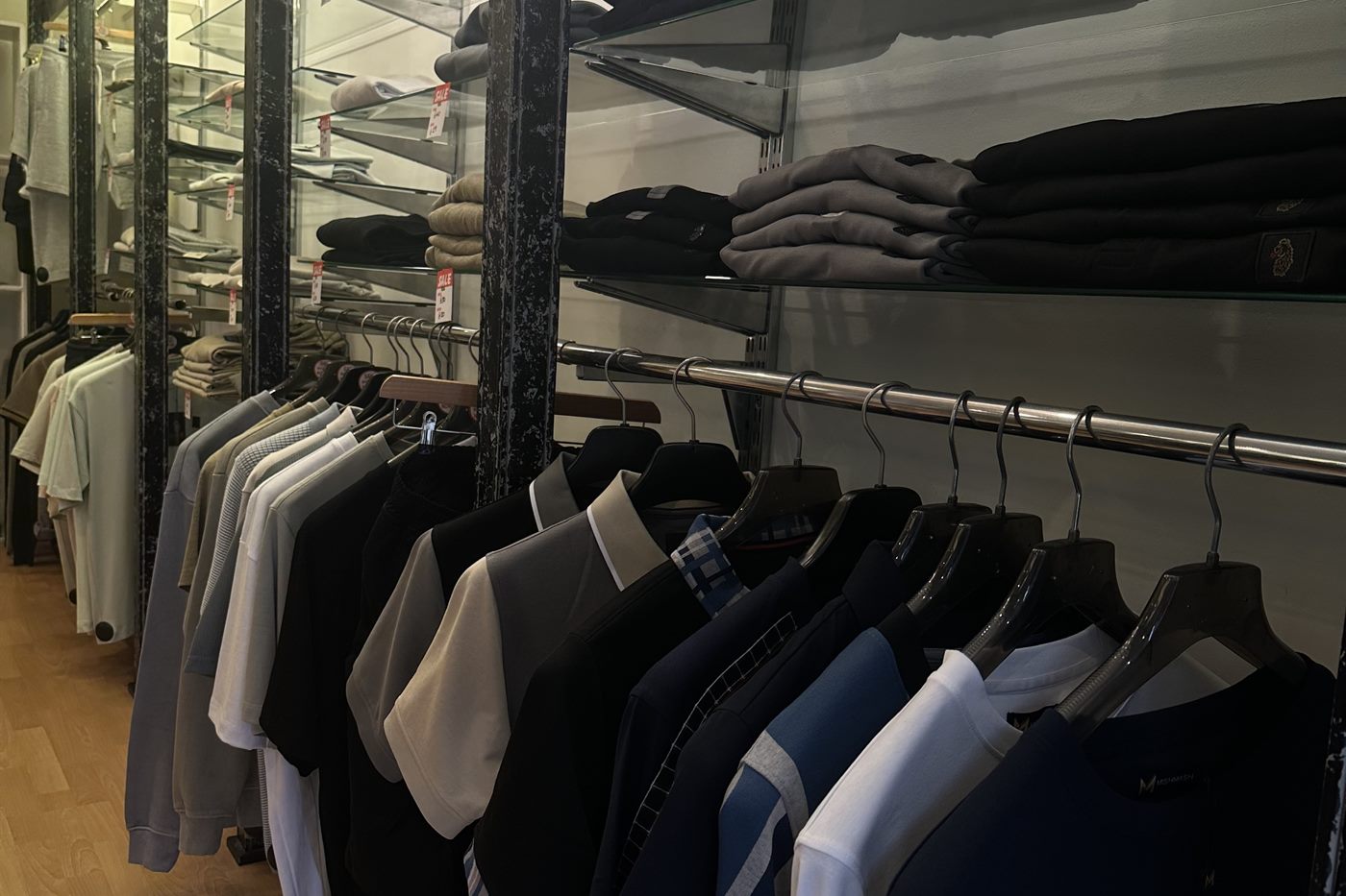 Knitwear, shirts and polos on display at Icon Menswear